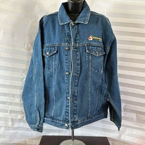 Port Authority Embroidered Denim Jacket XL Comanche Moon Western Theme